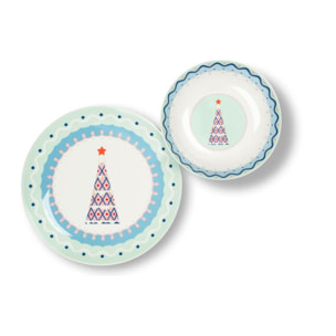 Service de table 12 pièces Excelsa - Xmas Sweet Pastels, porcelaine blanche