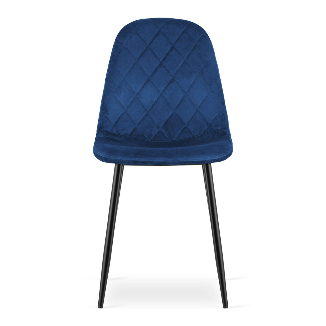 Sedia Asti in velluto blu notte con gambe in metallo