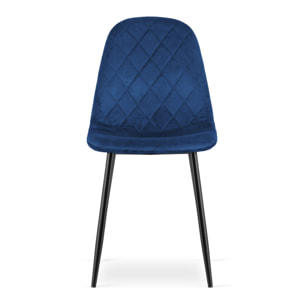 Sedia Asti in velluto blu notte con gambe in metallo