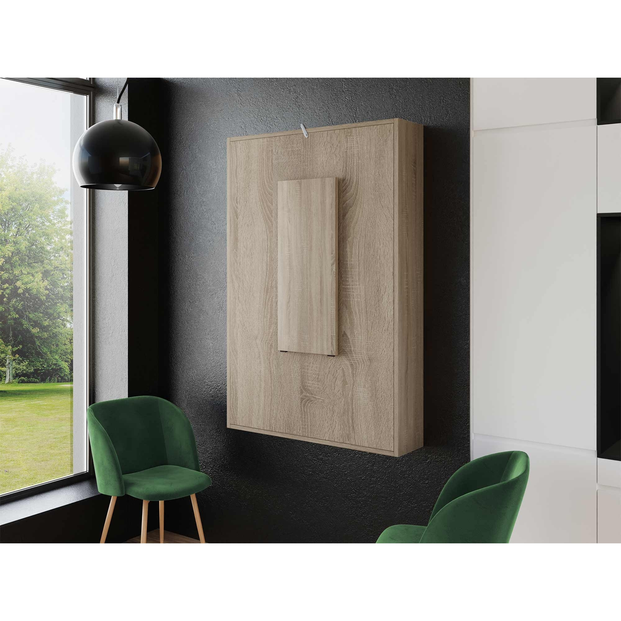 Mondrian - table murale rabattable avec rangements - 4 personnes - Bois