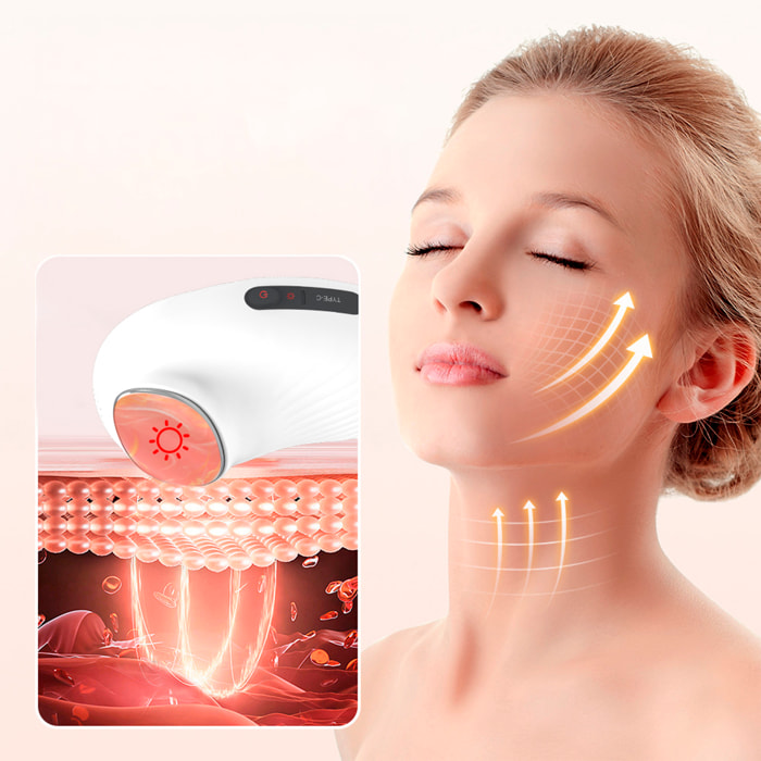 Dispositivo di terapia 3 in 1: calore, freddo e vibrazione per prendersi cura, rilassare e rivitalizzare la tua pelle.