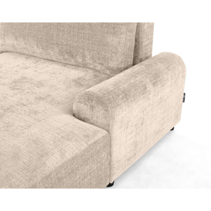 Nelly - canapé d'angle droit 4 places convertible avec coffre en velours texturé - Beige