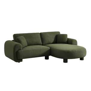 Canapé d'angle droit 3 places tissu, pieds ronds ZENIO