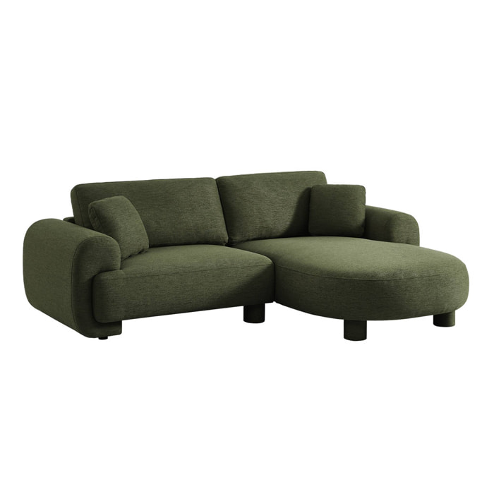Canapé d'angle droit 3 places tissu, pieds ronds ZENIO
