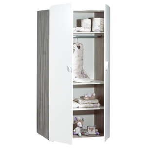 Chambre trio lit, Commode à langer et Armoire en bois blanc