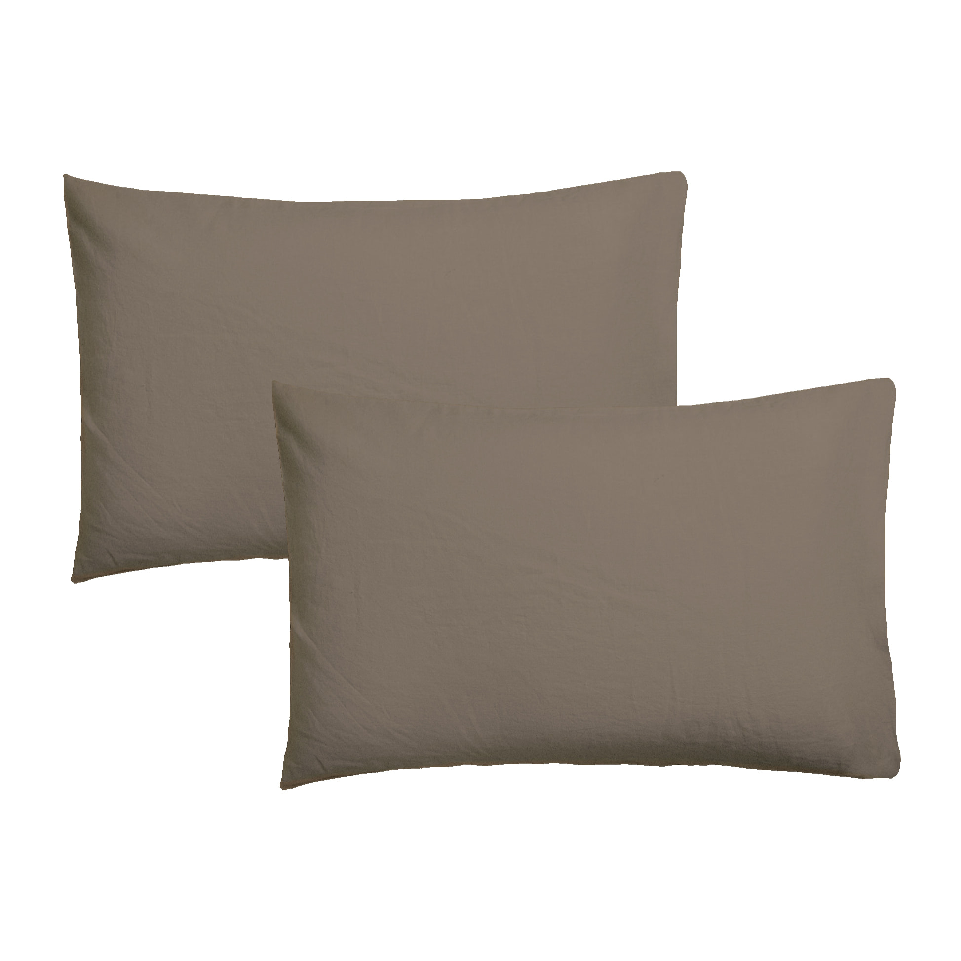 Taie d'oreiller liso marron beige