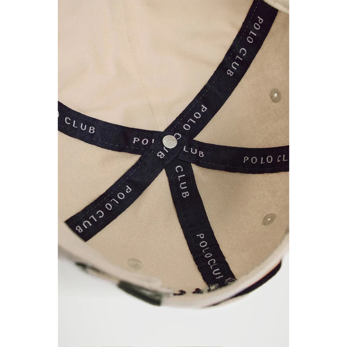 Gorra beige claro de seis paneles con logo Rigby Go