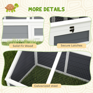 Casa para Tortugas de Madera, Terrario para Reptiles sin Base con Tapas Abatibles, Puerta Frontal Abrible y Pestillos de Seguridad, Caseta para Tortugas, 120x55x50 cm, Gris Claro