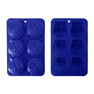 Lot de 6 mini moules en silicone forme Hibou, Happy Cake