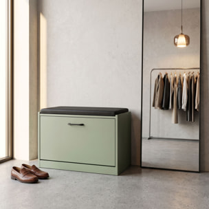 Kaizen - Panca da Ingresso con Scarpiera 63x47x30 cm 9 paia Portascarpe con Cuscino in Legno Salvia