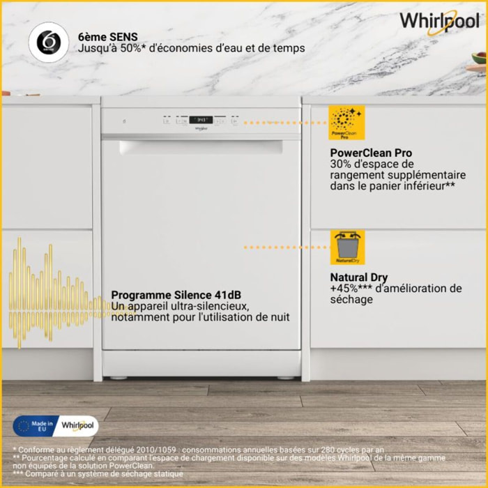 Lave vaisselle 60 cm WHIRLPOOL WH3FC14BN71W