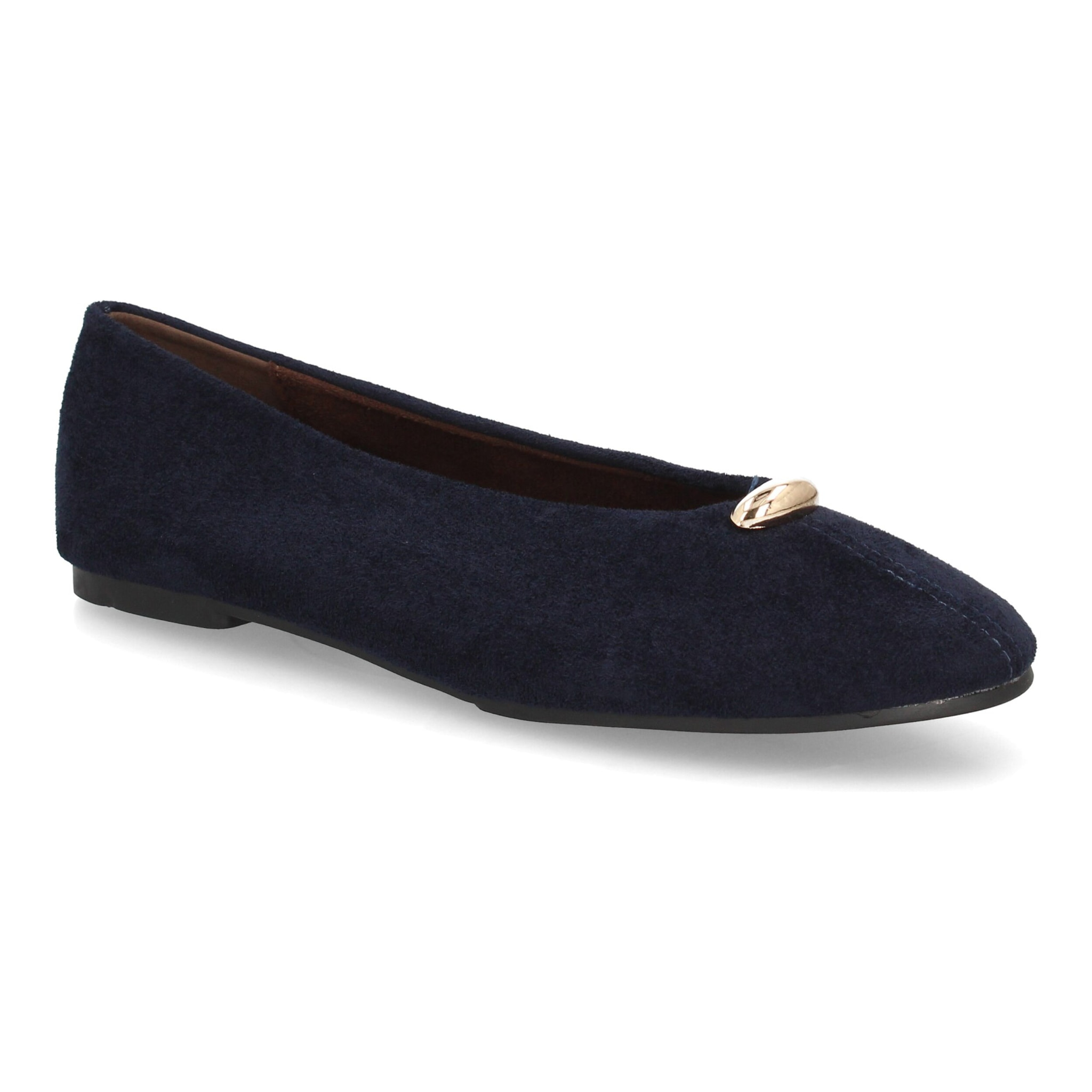 Bailarinas Mujer Efecto Ante con Adorno Dorado. Zapatos Planos Elegantes