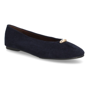 Bailarinas Mujer Efecto Ante con Adorno Dorado. Zapatos Planos Elegantes