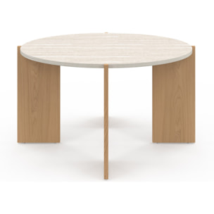 Table basse ronde Sidonie effet travertin Ø70cm