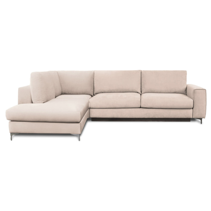 Canapé d'Angle Gauche Velours Fiesole, 3 Places, Couchage Intégré, Coffre de Rangement, Housse Déhoussable