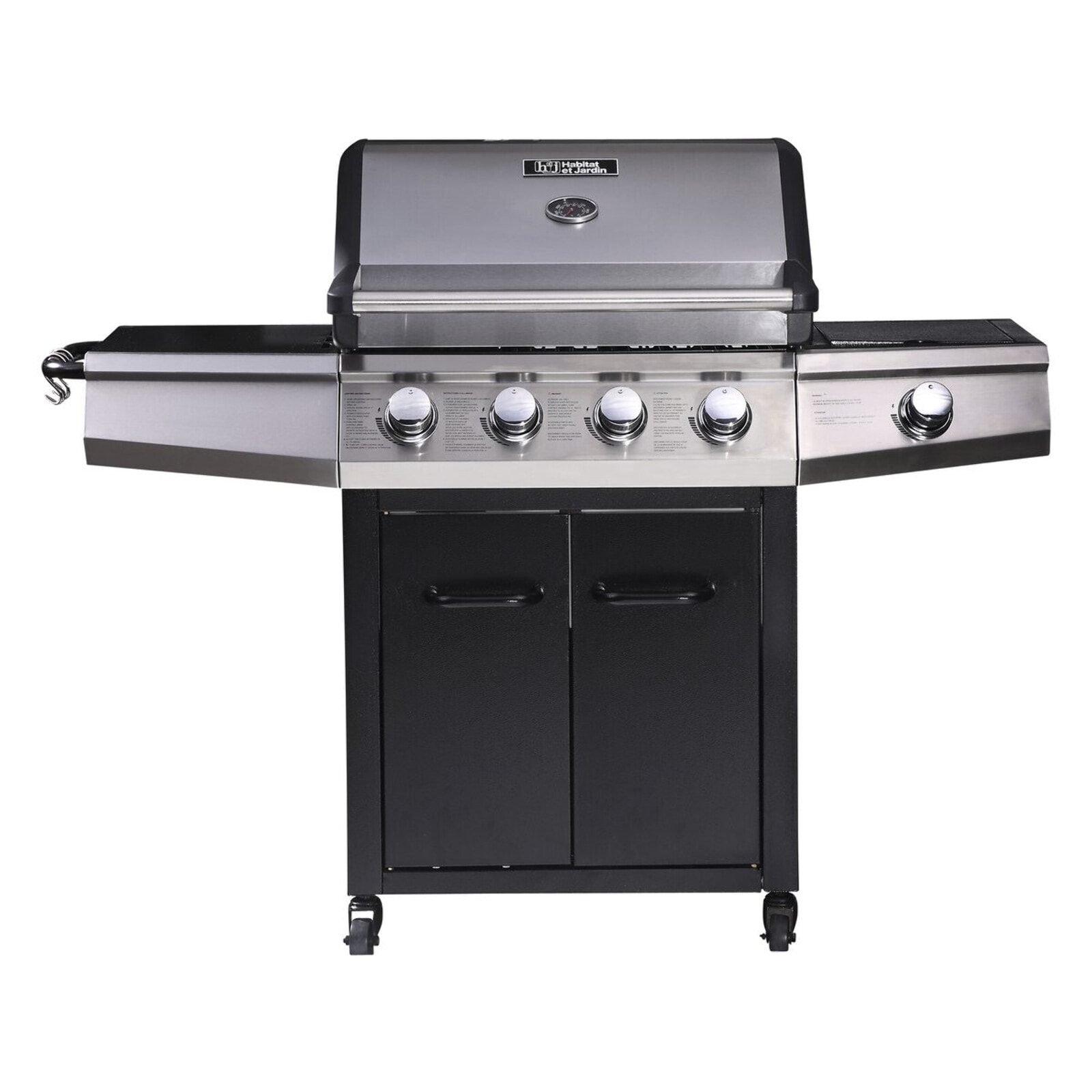 Barbecue gaz "Bingo 5" - 5 Brûleurs dont 1 latéral - 15.2kW + Housse protection - Noir