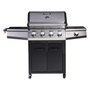 Barbecue gaz "Bingo 5" - 5 Brûleurs dont 1 latéral - 15.2kW + Housse protection - Noir