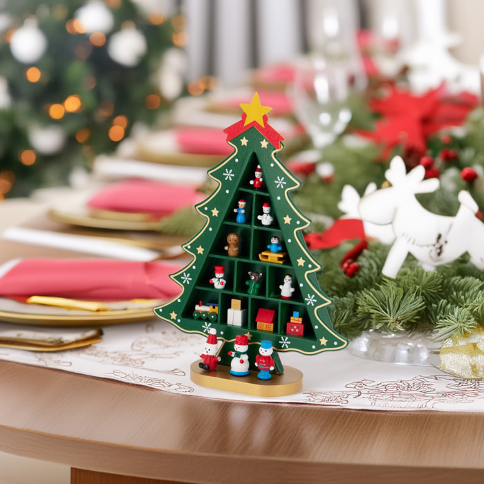 figurita de árbol de navidad en mdf con decoración en color verde h.29cm