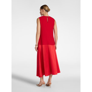 Elena Mirò - Vestito flare lungo in cady e envers satin - Rosso