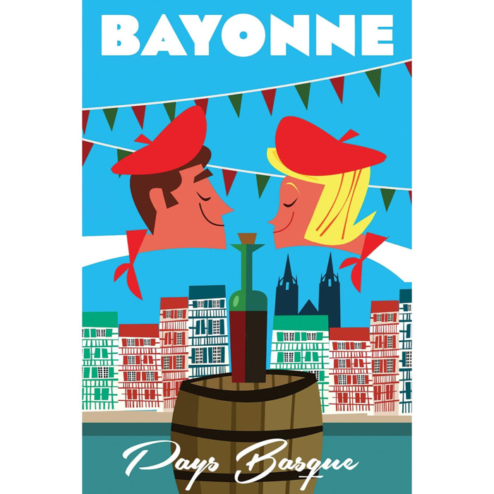 Tableau les fêtes du pays basque  Toile imprimée