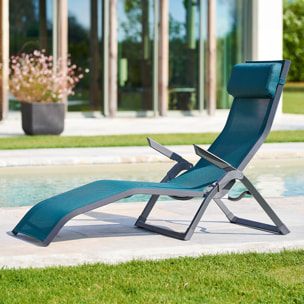 Transat "Decima" bleu canard & graphite aluminium traité époxy en texaline