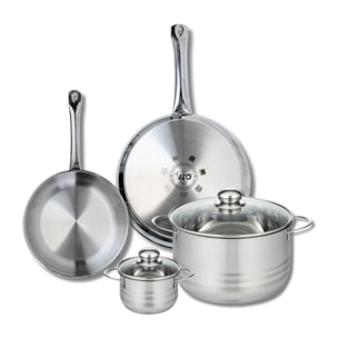 Ensemble de 2 Poêles de cuisson 24 et 28 cm et 2 faitouts 12 et 24 cm Elo Profi Brillant