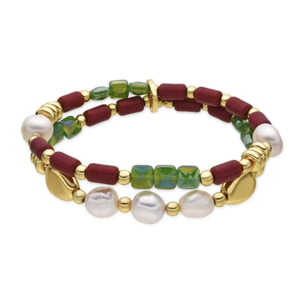 Pulsera con Perla Blanca acabado oro 18k