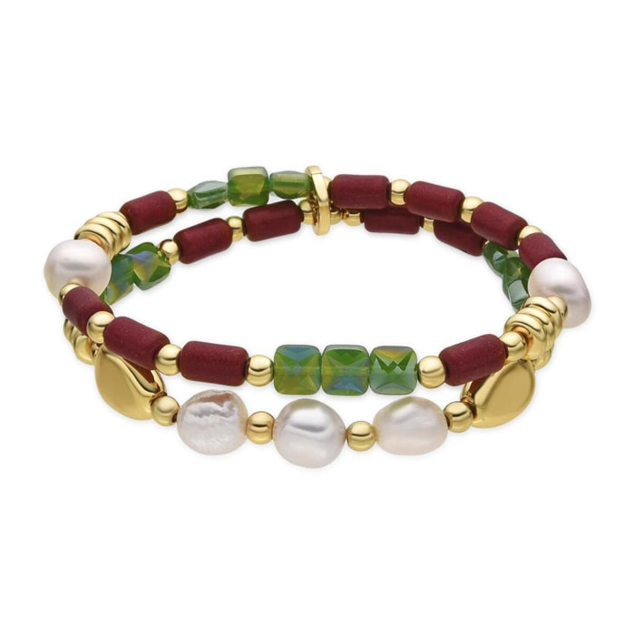 Pulsera con Perla Blanca acabado oro 18k