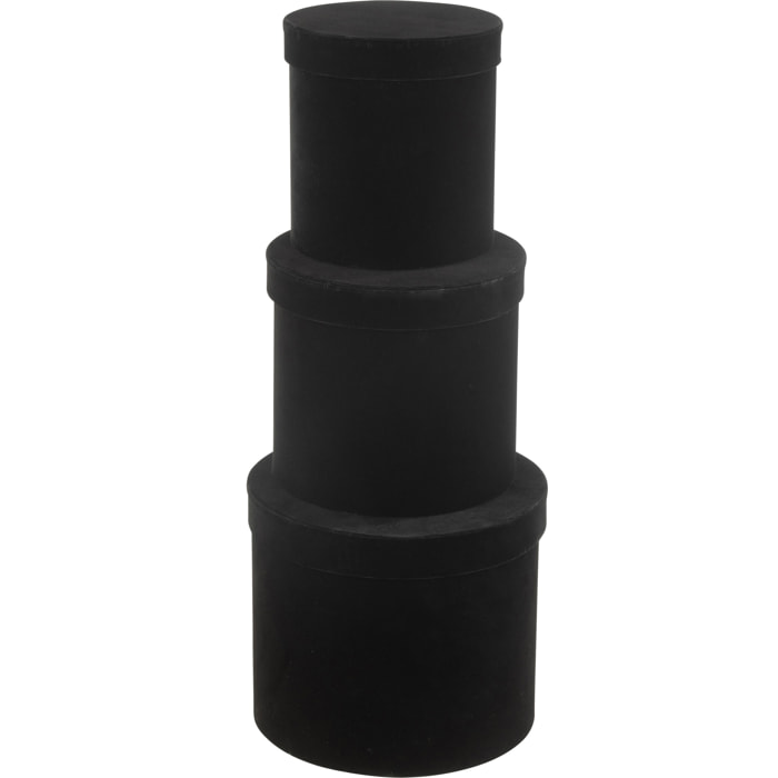 J-Line boîte Rond - velours/papier - noir - 3 pcs