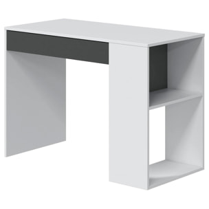 Scrivania Da Lavoro Per Computer Desk Con Cassetto Reversibile Design Moderno Ufficio Home Office Casa 73 x 101 x 50 Cm Bianco e Grigio Antracite