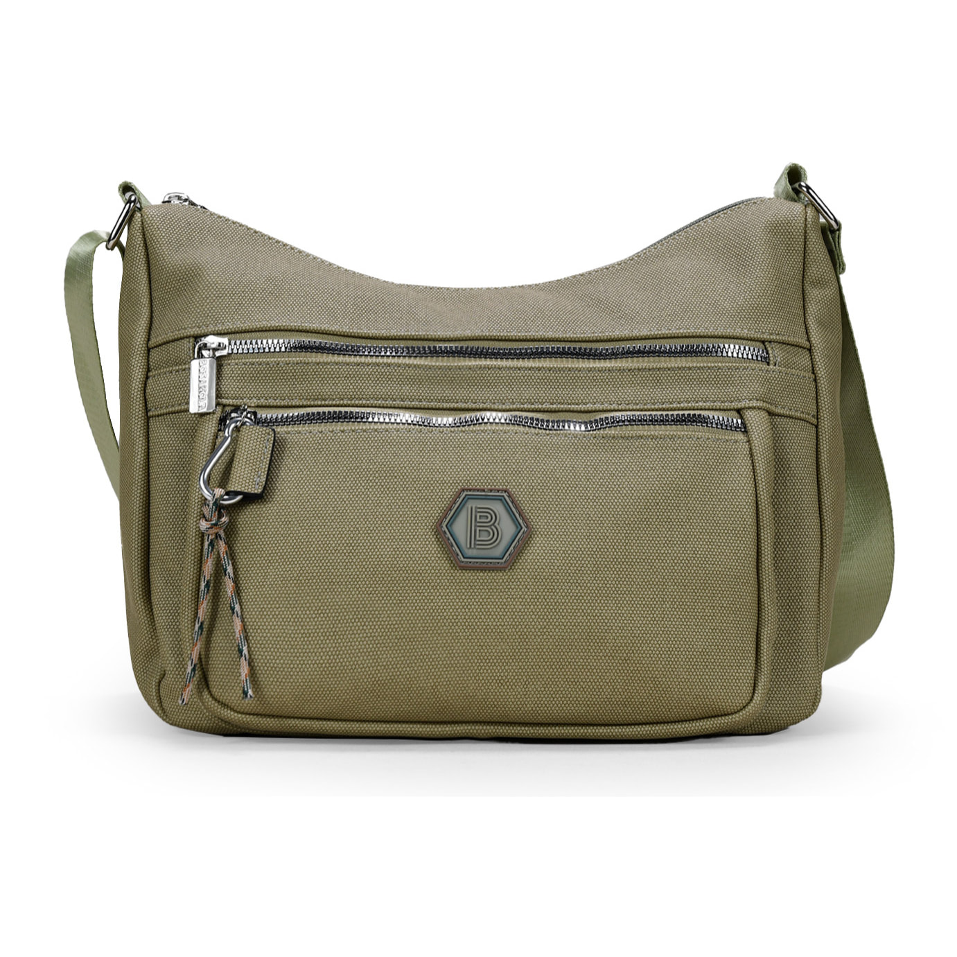 Bolso bandolera verde con cremalleras