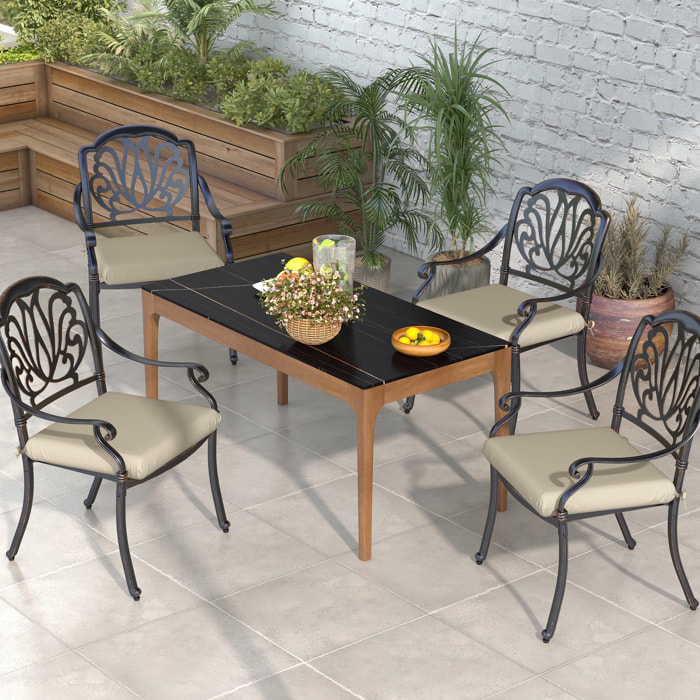 Conjunto de Cojines para Sillas de Comedor 47x47x7 cm Juego de 4 Piezas Cojines para Sillas de Jardín Impermeable y Protección UV 50+ para Interior y Exterior Beige