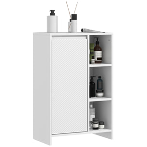 Meuble bas salle de bain design contemporain porte étagère 3 niches blanc