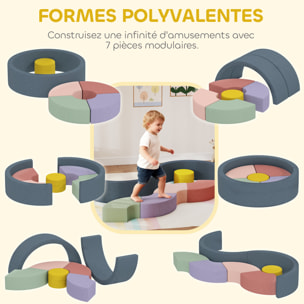 7 blocs de construction en mousse XXL revêtement tissu déhoussable - modules de motricité - multicolore