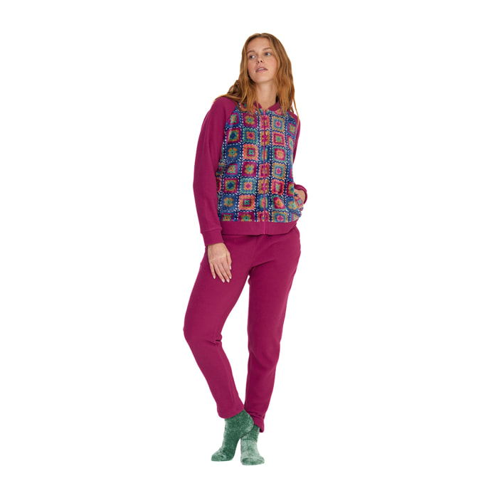 Completo loungewear donna folk in pile e coral Noidinotte