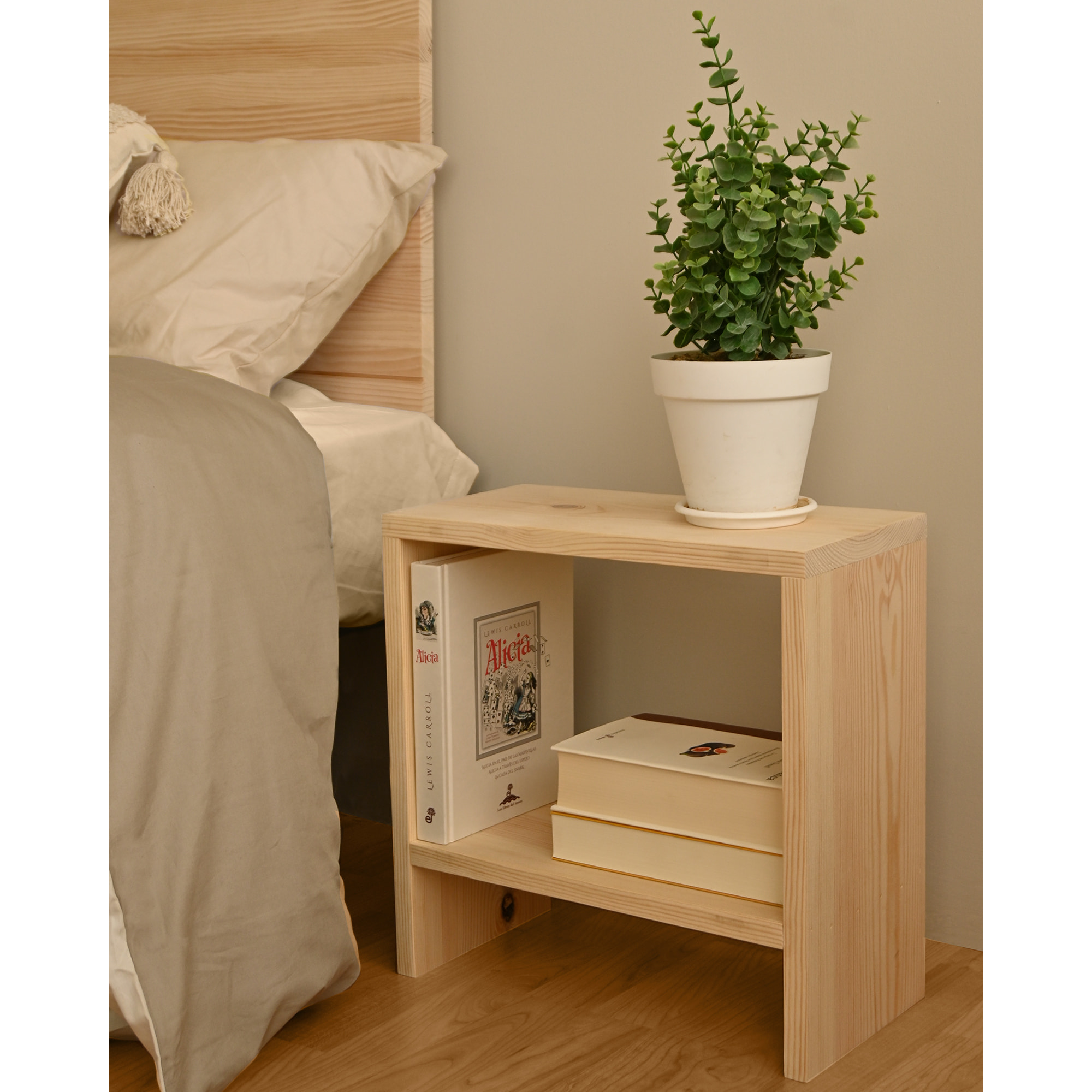 Table de chevet en bois massif ton naturel 40x20cm Hauteur: 40 Longueur: 40 Largeur: 20