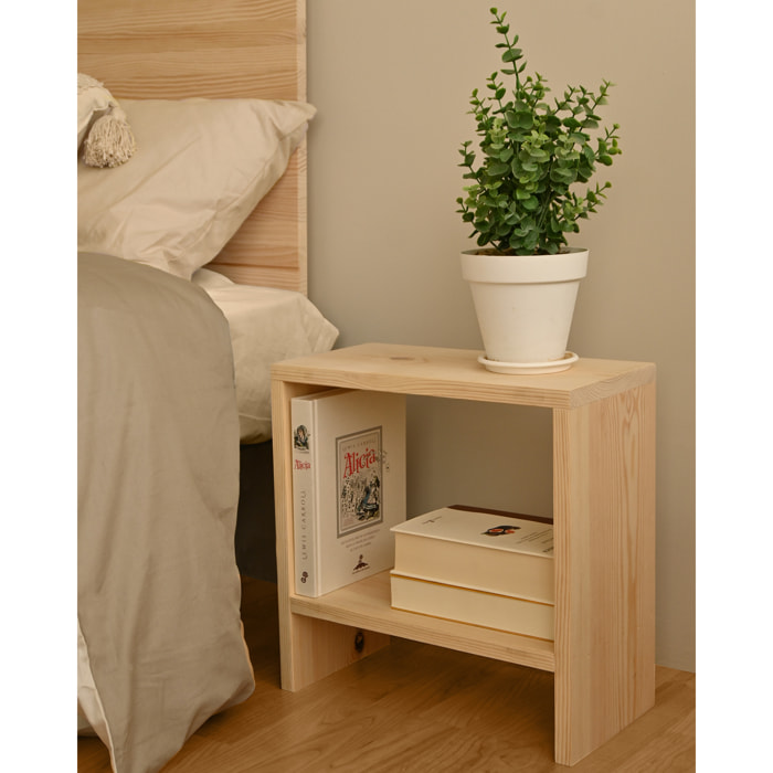 Table de chevet en bois massif ton naturel 40x20cm Hauteur: 40 Longueur: 40 Largeur: 20