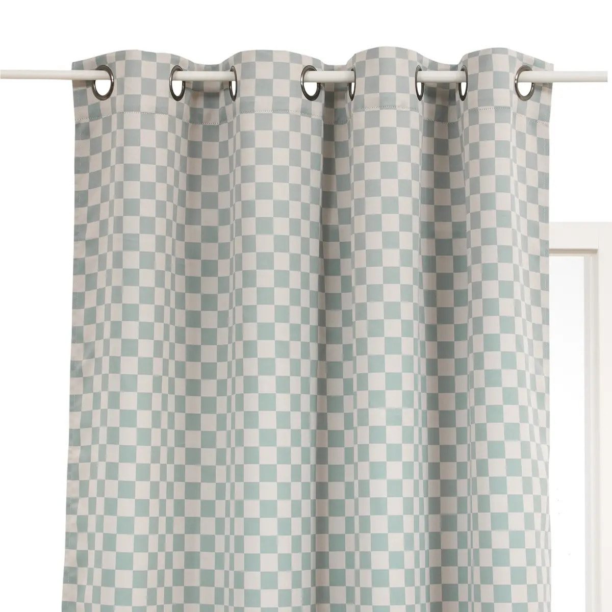 Rideau occultant enfant Billie 140x260cm motif damier gris et vert