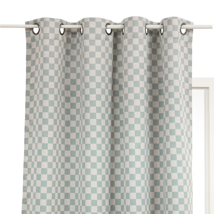 Rideau occultant enfant Billie 140x260cm motif damier gris et vert