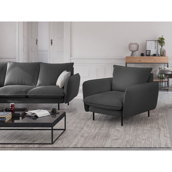 Fauteuil "Vienna" en tissu structurel gris foncé