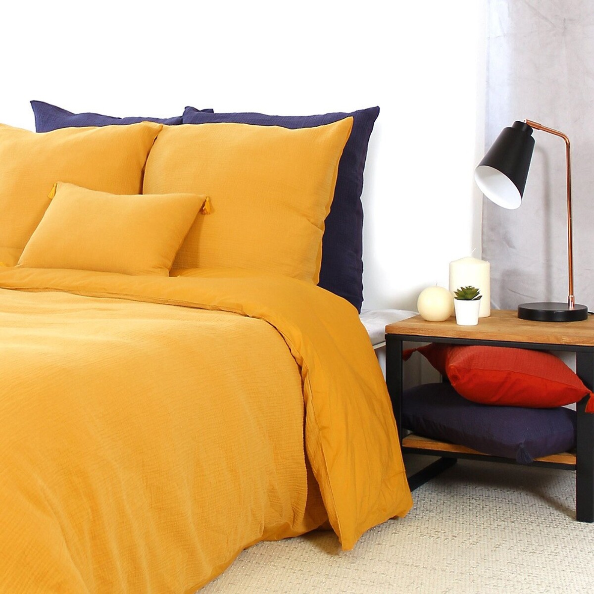 Parure De Couette 3pcs 240x220 100% gaze De Coton Or
