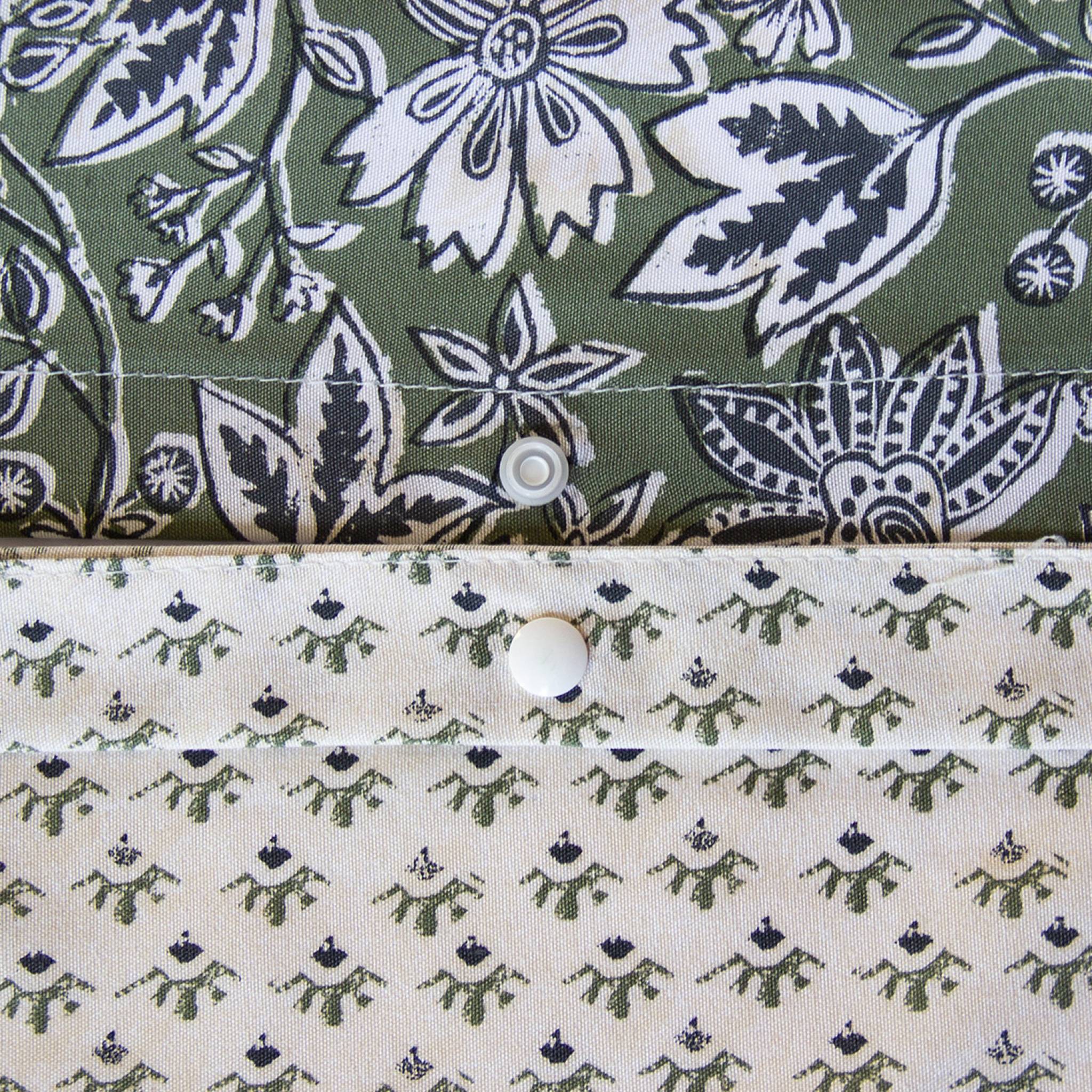 Parure de lit coton et lyocell 2 places imprimé floral vert NEYO