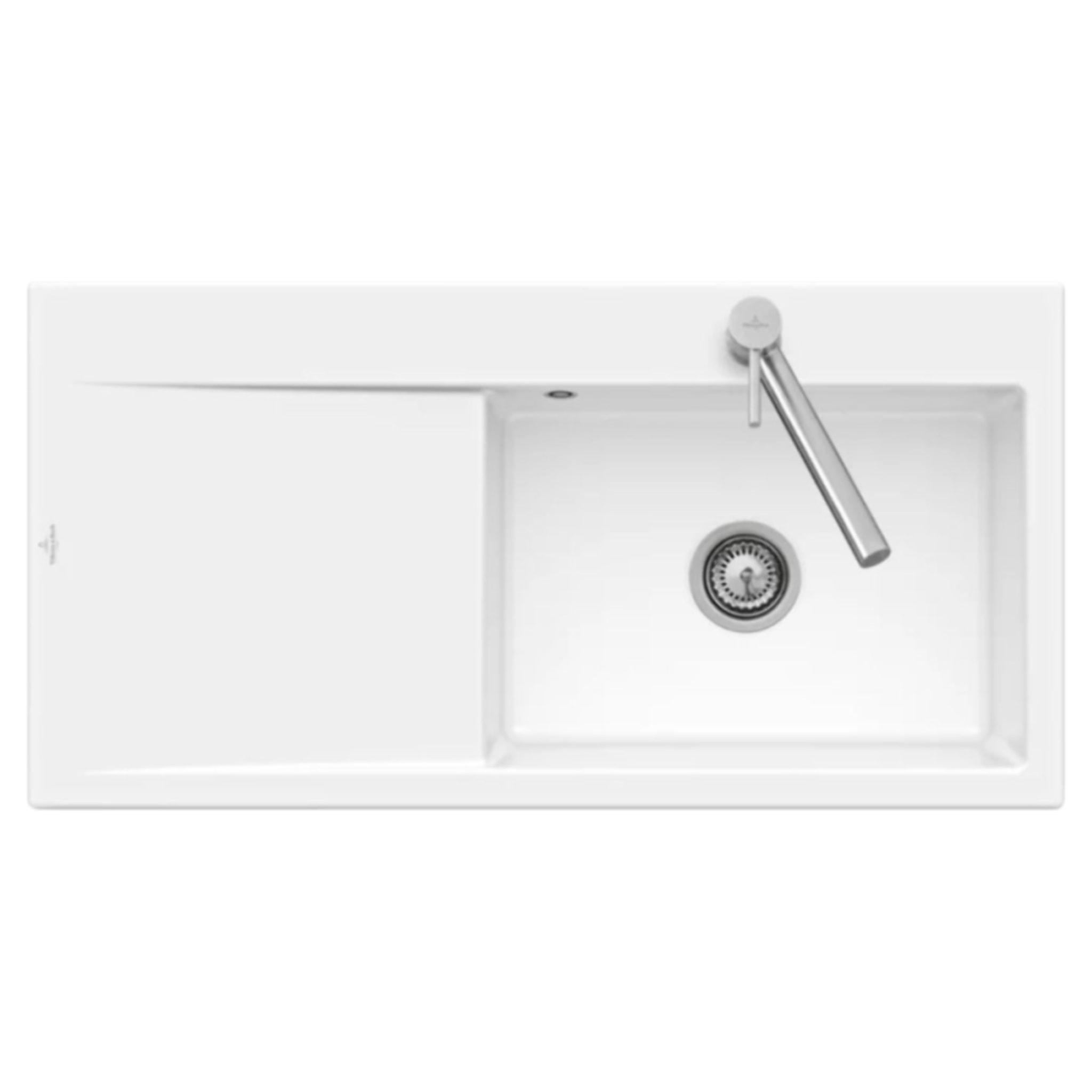 Evier a encastrer Subway Style 60 vidage auto Blanc CeramicPlus cuve a droite