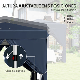 Carpa Plegable Pop-up Gazebo 2,5x2,5 m Cenador Plegable con 4 Paredes Laterales Anti-UV Altura Ajustable y Bolsa de Transporte para Camping Fiestas