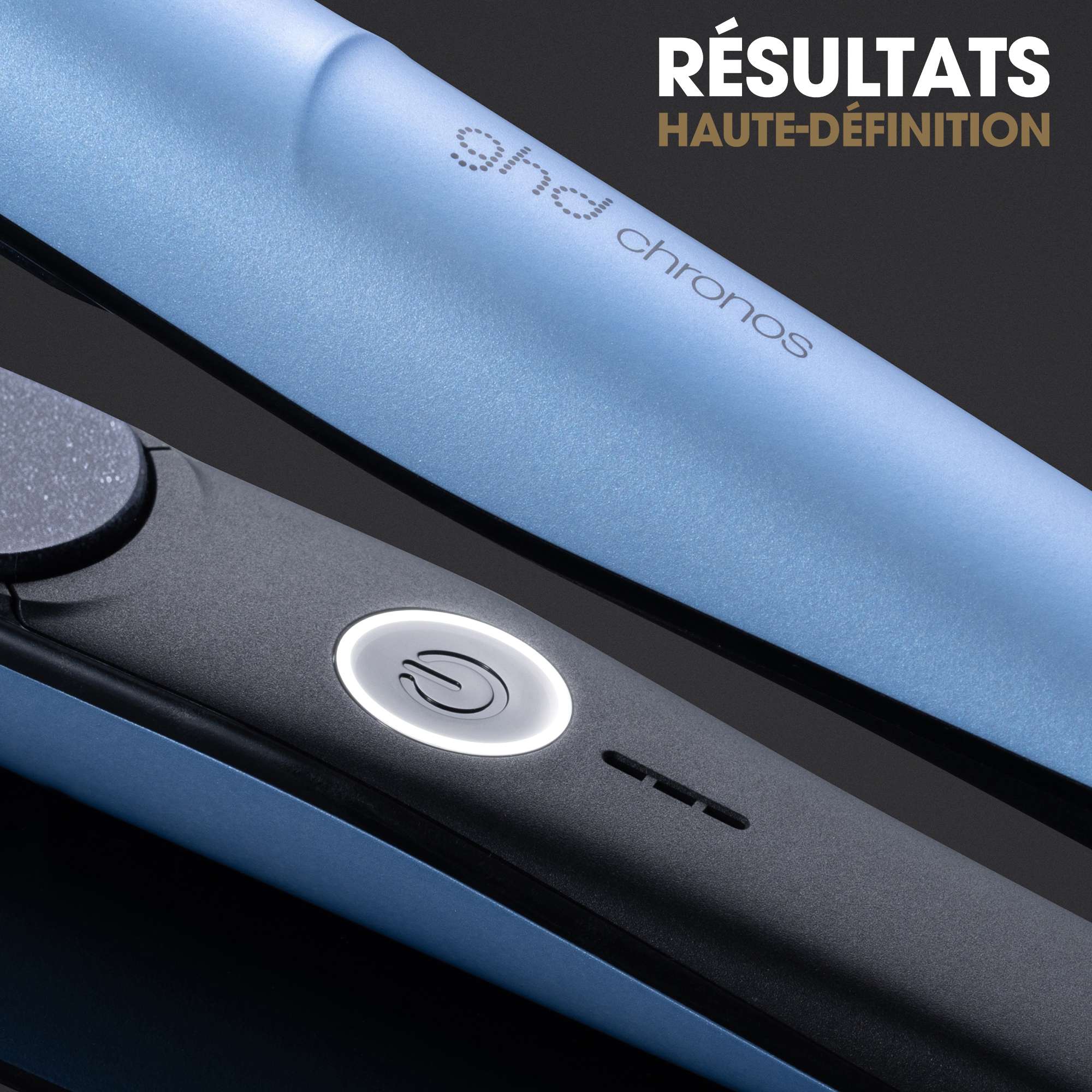 Lisseur ghd chronos bleu glacier et son vanity de rangement