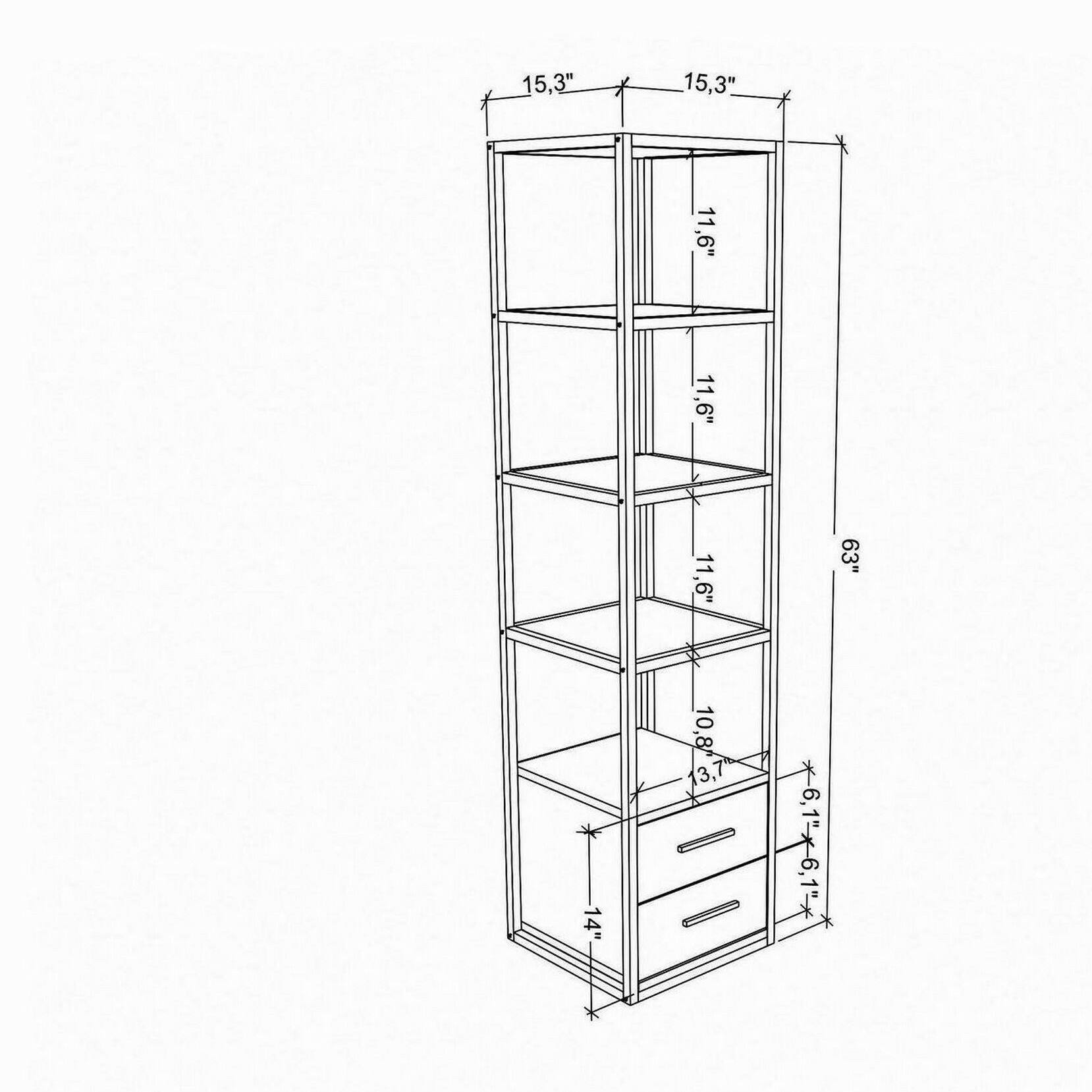 Libreria Dfogliat, Scaffale da ufficio, Mobile portalibri, Biblioteca, 39x39h169 cm, Oro e Quercia