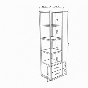 Libreria Dfogliat, Scaffale da ufficio, Mobile portalibri, Biblioteca, 39x39h169 cm, Oro e Quercia