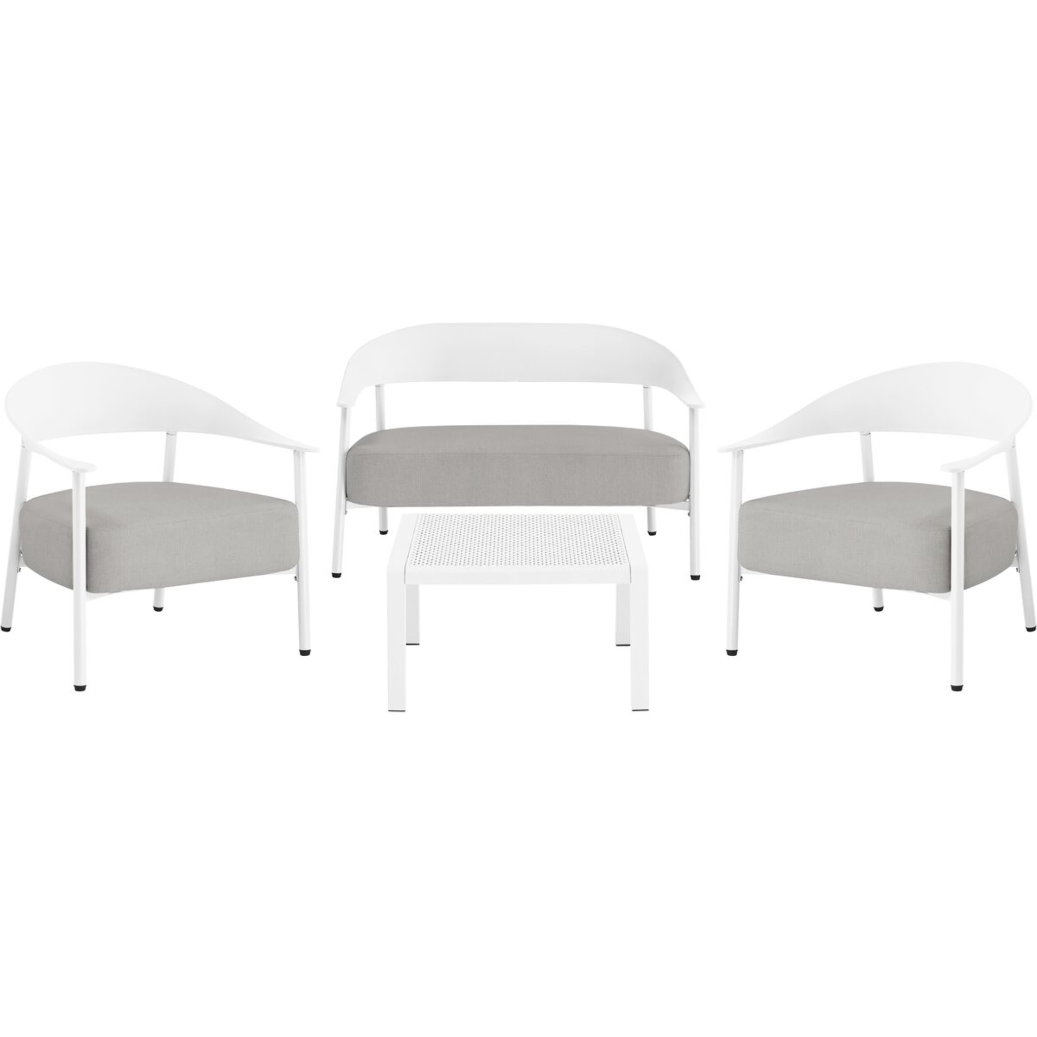 Salon de jardin en métal et plastique "Céora" - 4 places - Blanc