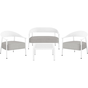 Salon de jardin en métal et plastique "Céora" - 4 places - Blanc