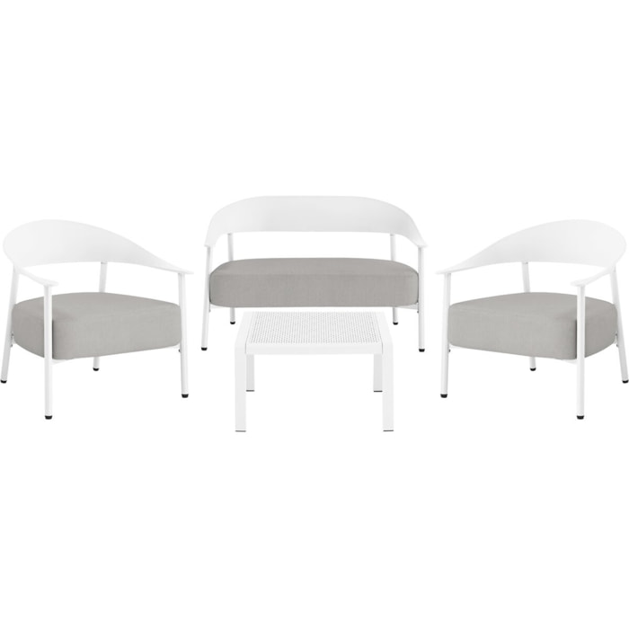 Salon de jardin en métal et plastique "Céora" - 4 places - Blanc